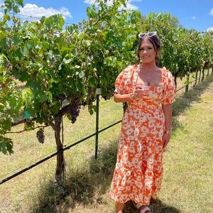 Karlie Orange Floral Skirt Set